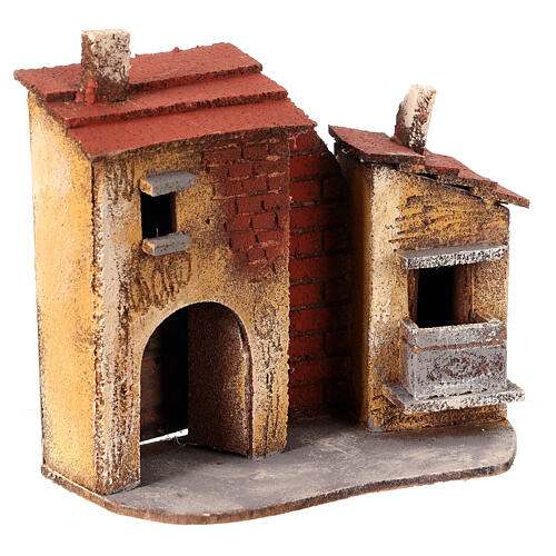 Casas pared corcho miniatura belén napolitano 15x15x5 para estatuas 4 cm 3