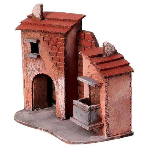 Case muro sughero miniatura presepe napoletano 15x15x5 per statue 4 cm 2