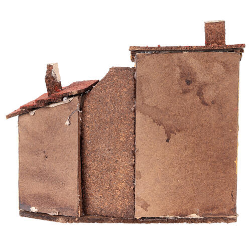 Case muro sughero miniatura presepe napoletano 15x15x5 per statue 4 cm 4