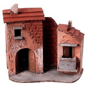 Miniature houses with cork walls Neapolitan Nativity Scene for 4 cm figurines 15x15x5 cm