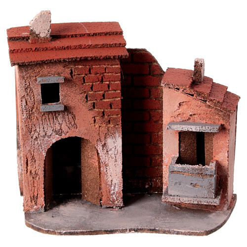 Miniature houses with cork walls Neapolitan Nativity Scene for 4 cm figurines 15x15x5 cm 1