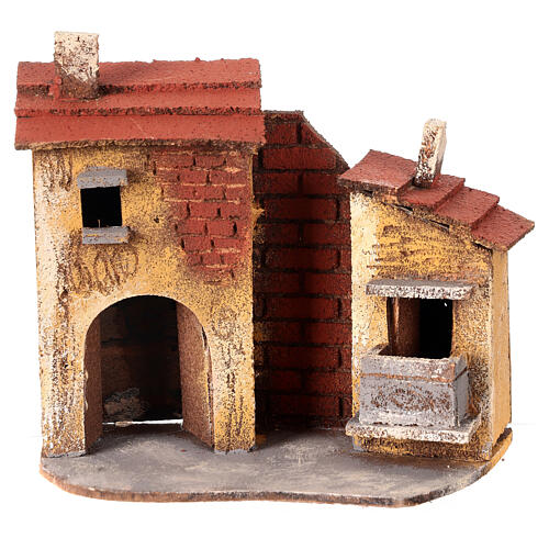 Miniature houses with cork walls Neapolitan Nativity Scene for 4 cm figurines 15x15x5 cm 1