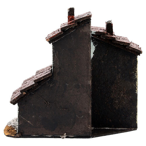 Häuschen mit Treppenaufgang und flachem Rundbogen im Erdgeschoss, für 3 cm Krippe, 15x15x10 cm 4