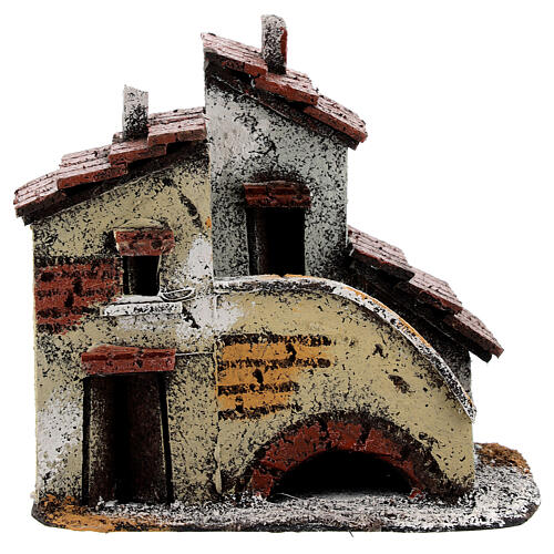 Casa miniatura belén napolitano escaleras 15x15x10 para estatuas 3 cm 1