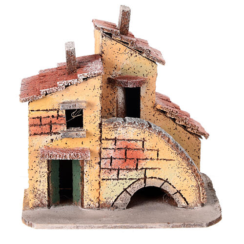 Casa miniatura belén napolitano escaleras 15x15x10 para estatuas 3 cm 1