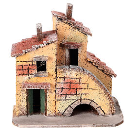 Maison miniature crèche napolitaine escalier 15x15x10 cm pour santons 3 cm