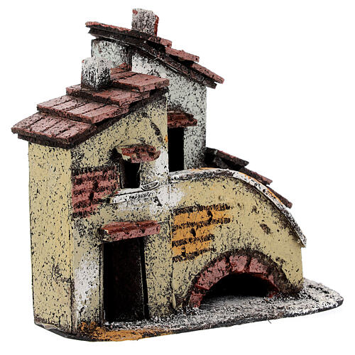 Casa miniatura presepe napoletano scale 15x15x10 per statue 3 cm 3