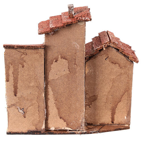 Three houses cork Neapolitan Nativity scene 15x15x10 for statues 3 cm 4