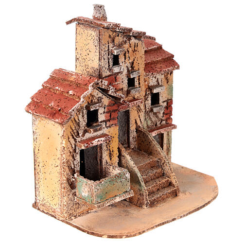 Tres casas corcho belén napolitano 15x15x10 para estatuas 3 cm 3