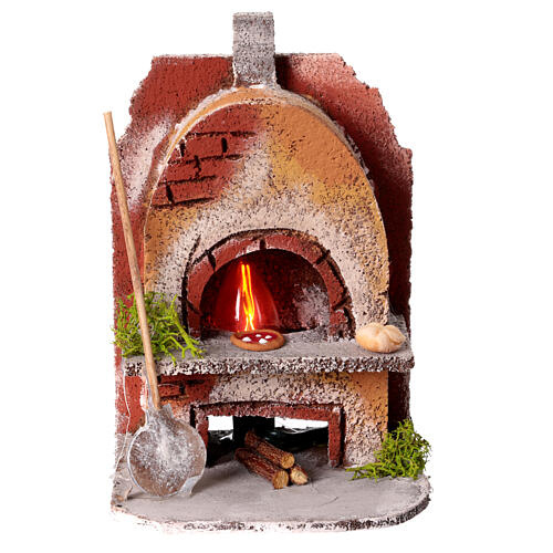 Forno com luz efeito chama cortiça para presépio napolitano com figuras altura média 8-10 cm, medidas: 15x10x10 cm 1