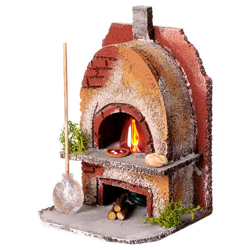 Forno com luz efeito chama cortiça para presépio napolitano com figuras altura média 8-10 cm, medidas: 15x10x10 cm 2