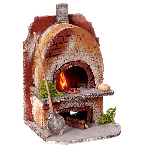 Forno com luz efeito chama cortiça para presépio napolitano com figuras altura média 8-10 cm, medidas: 15x10x10 cm 3