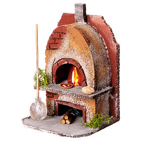 Cork oven with light fire effect 15x10x10 cm for Neapolitan Nativity Scene with 8-10 cm figurines