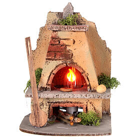 Oven masonry effect light fire Neapolitan nativity scene 15x10x10