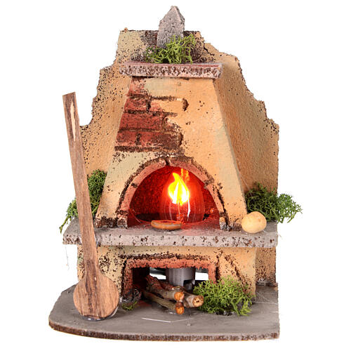 Forno de lenha em miniatura com luz efeito chama para presépio napolitano com figuras altura média 8-10 cm, medidas: 14,5x10x8,5 cm 1