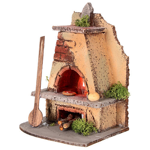 Forno de lenha em miniatura com luz efeito chama para presépio napolitano com figuras altura média 8-10 cm, medidas: 14,5x10x8,5 cm 2