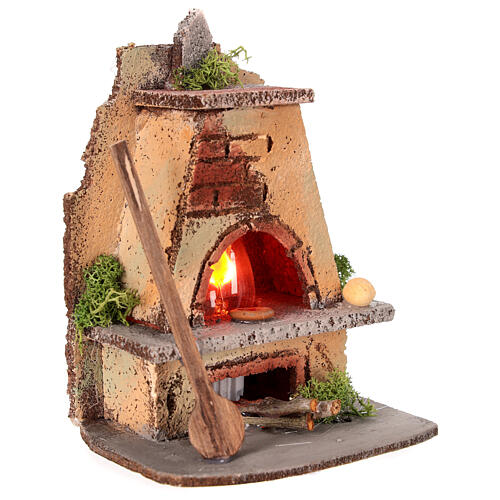 Forno de lenha em miniatura com luz efeito chama para presépio napolitano com figuras altura média 8-10 cm, medidas: 14,5x10x8,5 cm 3