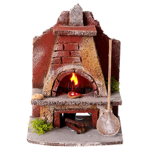 Masonry oven with light fire effect 15x10x10 cm for Neapolitan Nativity Scene with 8-10 cm figurines 1