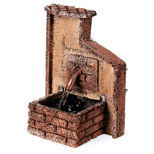 Working fountain Neapolitan Nativity scene 10-12 cm cork 15x10x10 cm 3