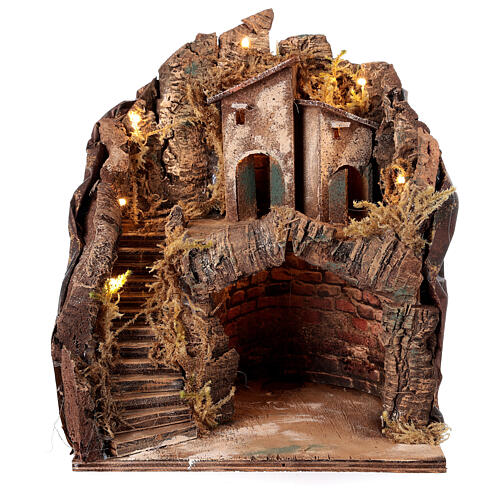 Hütte mit Grotte Neapolitanische Krippe, 35x25x20 cm 1