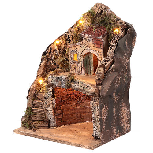 Hütte mit Grotte Neapolitanische Krippe, 35x25x20 cm 2