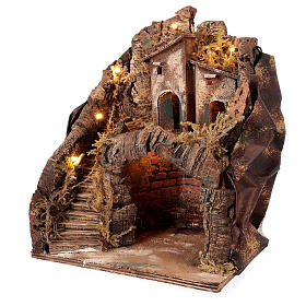 Neapolitan crib hut with village 6 cm 35x25x20 cm