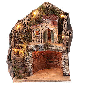 Capanna presepe napoletano con borgo 6 cm 35x25x20 cm
