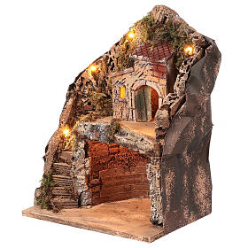 Capanna presepe napoletano con borgo 6 cm 35x25x20 cm