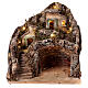 Aldeia casas, gruta e montanhas para presépio napolitano com figuras de altura média 6 cm, medidas: 32x34x34 cm s1