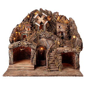 Fountain and windmill for statues 10-12 cm Neapolitan Nativity scene 50x60x50