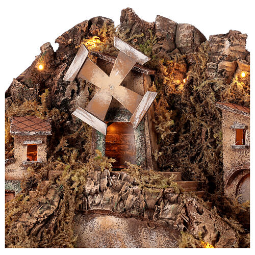 Neapolitan Nativity Scene setting fountain and windmill for 10-12 cm figurines 50x60x50 cm 4