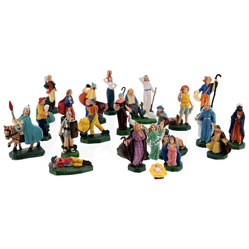 Coloured nativity scene statuettes 4 cm set 25 pcs 1