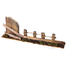 Fence with wooden gate 10x25x5 cm nativity scene 10-12 cm