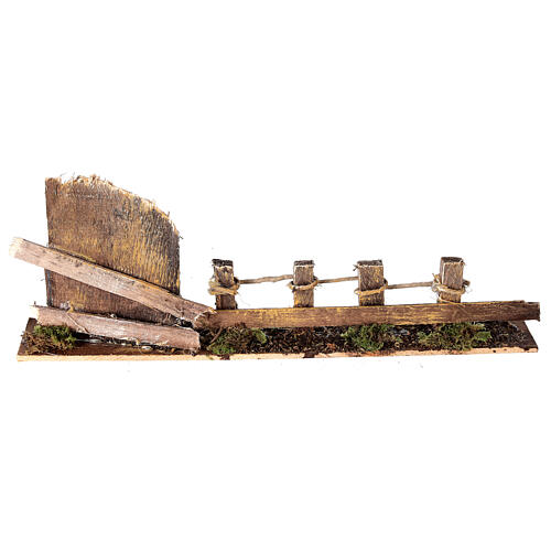 Fence with wooden gate 10x25x5 cm nativity scene 10-12 cm 1