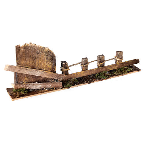 Fence with wooden gate 10x25x5 cm nativity scene 10-12 cm 3