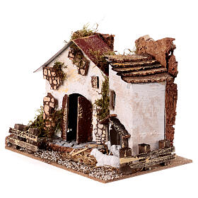 Cottage with sheep 15x20x15 cm for Nativity scene 8-10 cm