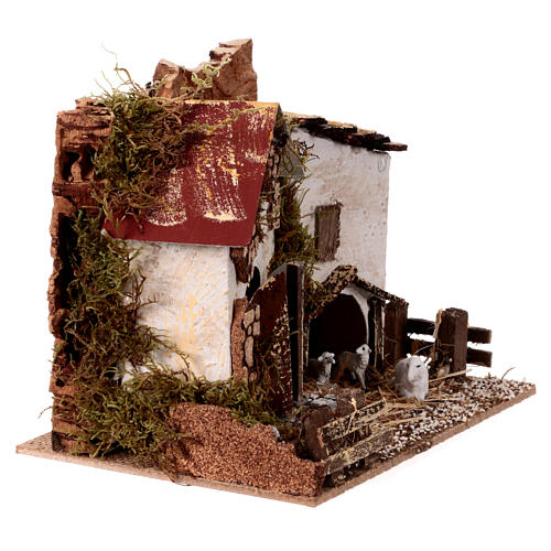 Budynek z owcami, 15x20x15 cm, szopka 8-10 cm 3