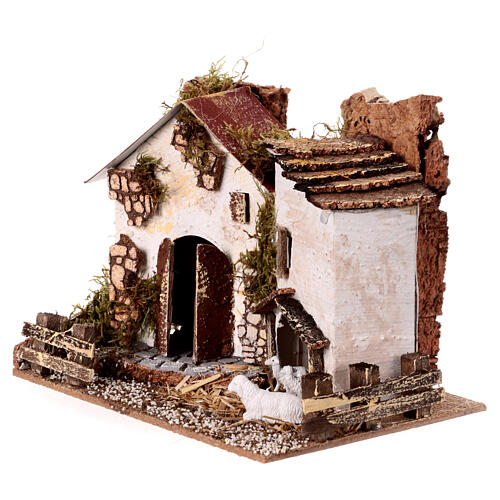 Farmhouse figurine with sheep 15x20x15 cm for 8-10 cm nativity scene 2