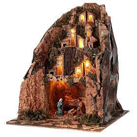 Dorf mit Grotte beleuchtet für Krippe, 30x25x25 cm