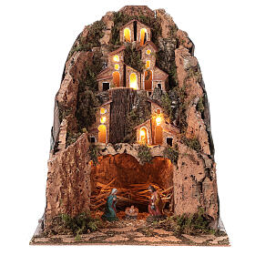 Villaggio con borgo illuminato 30x25x25 cm presepe 6 cm