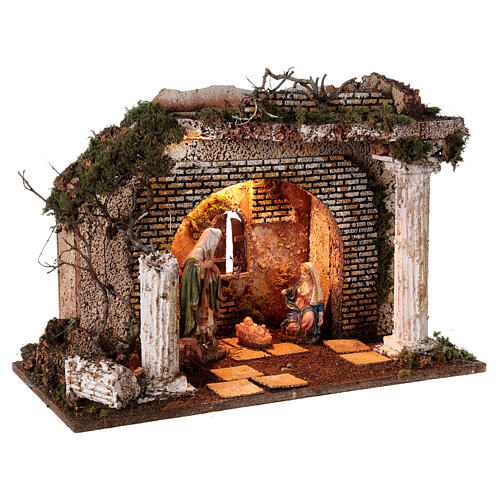 Hütte als griechischer Tempel beleuchtet mit Weihnachtsgeschichte, 35x50x25 4