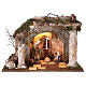 Illuminated Greek temple hut 35x50x25 cm with 16 cm nativity s1