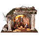 Cabaña templio griego iluminada 35x50x25 cm con natividad 16 cm s1