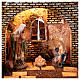 Cabaña templio griego iluminada 35x50x25 cm con natividad 16 cm s2