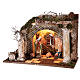 Cabaña templio griego iluminada 35x50x25 cm con natividad 16 cm s3