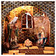 Illuminated Greek temple stable 35x50x25 cm with 16 cm nativity s2