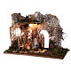 Illuminated cave with wooden door 35x50x25 cm Nativity scens 16 cm s3