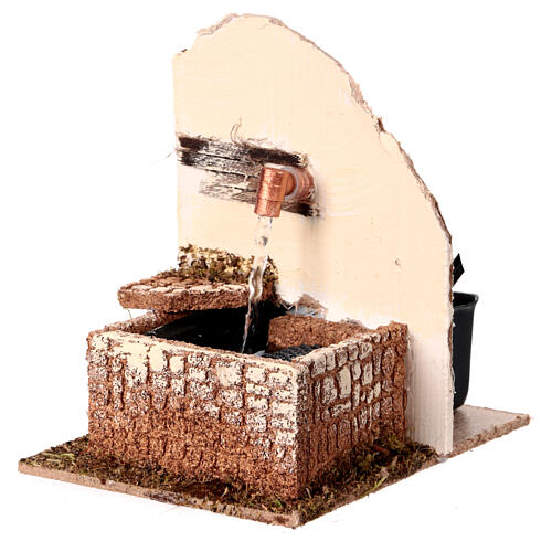 Fontana con vasca con pompa 15x10x15 cm presepe 10-12 cm 2