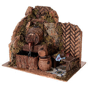 Taverne mit Flaschen und Pumpe für Krippe, 15x20x15 cm