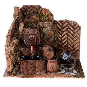 Mini tavern with barrels with pump 15x20x15 cm, nativity 8-10 cm